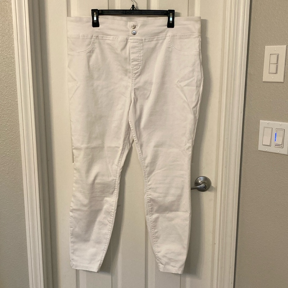 Women’s skinny pants. White. Stretchy. Size 1X (16W-18W). Terra & Sky. Like new